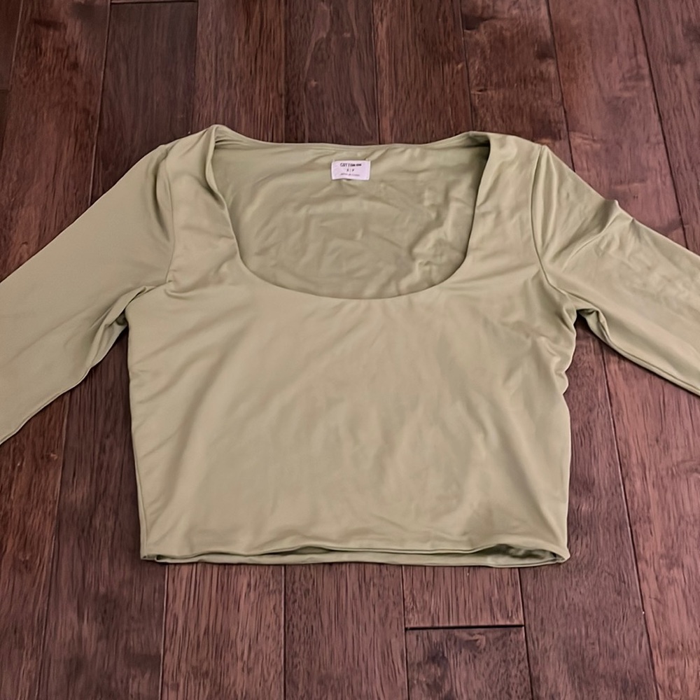 Wide Neck Green Cotton On Long Sleeve